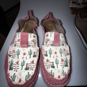 Ariat Pink and White Moccasins with Playful Pattern